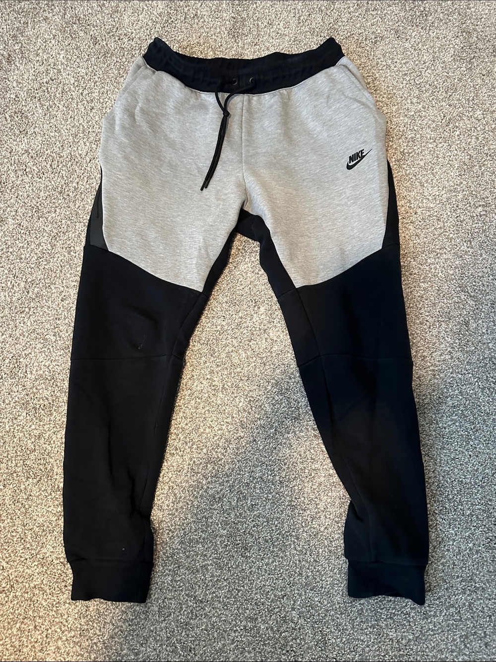 Nike Men’s Black and Gray Colorblock Joggers- Slim fit
